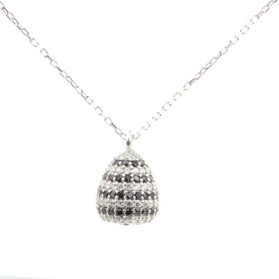 925 Sterling Silver Drop Ball Necklace With Cz - 1