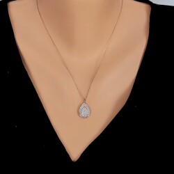 925 Sterling Silver Drop Necklace, Rose Gold Plated - 1