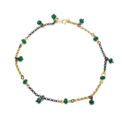 925 Sterling Silver Emerald stone Anklet - 1