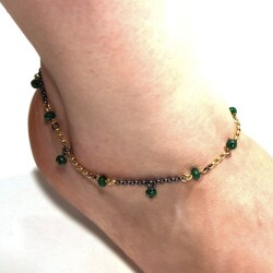 925 Sterling Silver Emerald stone Anklet - 2