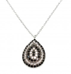 925 Sterling Silver Evil Eye Drop Necklace - Nusrettaki