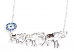 925 Sterling Silver Evil Eye & Elephant Luck Necklace - 6