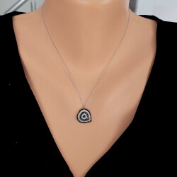 Sterling Silver Evil Eye Heart Necklace - Nusrettaki