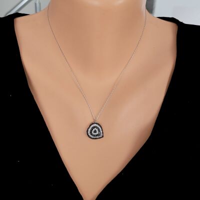 Sterling Silver Evil Eye Heart Necklace - 1