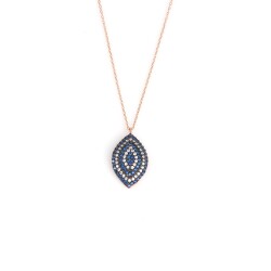 925 Sterling Silver Evil Eye Necklace, Eye Shaped, Rose Gold Plated - 2