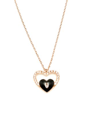 925 Sterling Silver Heart in Heart & Lock Necklace with White CZ - 4