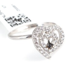 925 Sterling Silver Heart in Heart Ring with White CZ - 3