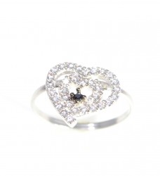 925 Sterling Silver Heart in Heart Ring with White CZ - 4