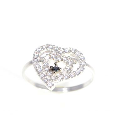 925 Sterling Silver Heart in Heart Ring with White CZ - 4