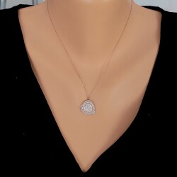 925 Sterling Silver Heart Necklace, Rose Gold Plated - Nusrettaki