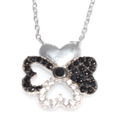 925 Sterling Silver Hearts Clover Necklace - 2