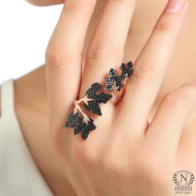 925 Sterling Silver Leaf Models Ring - 1