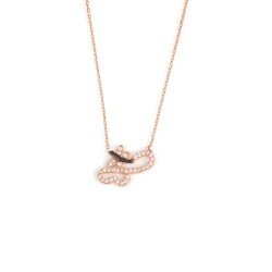 925 Sterling Silver Love Butterfly Necklace, Rose Gold Plated - 2