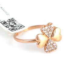 925 Sterling Silver Lucky Clover Ring with White Cz - 5