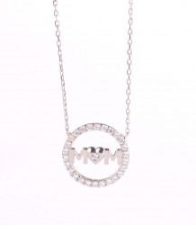 925 Sterling Silver Mom Written Necklace - 2