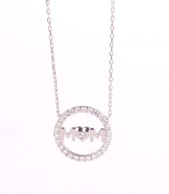 925 Sterling Silver Mom Written Necklace - 2