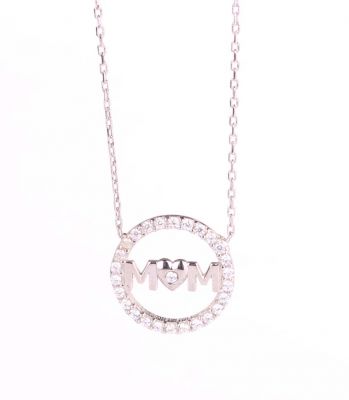 925 Sterling Silver Mom Written Necklace - 5