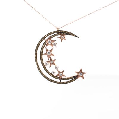 925 Sterling Silver Moon & Star Long Chain Necklace - 4