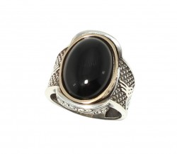 925 Sterling Silver Onyx Stone Men Ring - Nusrettaki