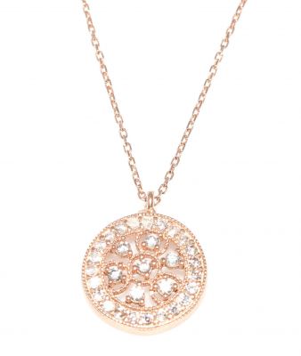 925 Sterling Silver Round Necklace, Rose Gold Plated - 3