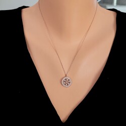 925 Sterling Silver Round Necklace, Rose Gold Plated - Nusrettaki