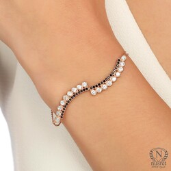 925 Sterling Silver S Model Bracelet, Rose Gold Vermeil - 1