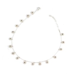 925 Sterling Silver Snowflake Anklet with Black Cz - Nusrettaki (1)