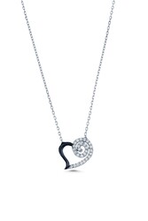 925 Sterling Silver Spiral Heart Necklace with White Cz - 3