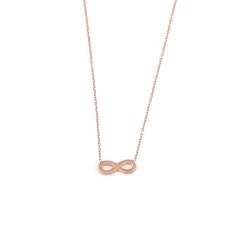 925 Sterling Silver Infinity Dainty Necklace, Rose Gold Vermeiled - Nusrettaki (1)