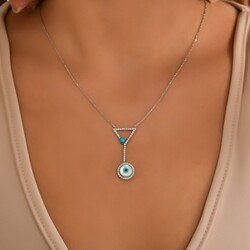 925 Sterling Silver Triangle Y Necklace - Nusrettaki