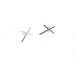 925 Sterling Silver X Shaped Stud Earrings - 3