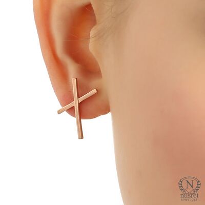 925 Sterling Silver X Shaped Stud Earrings - 5