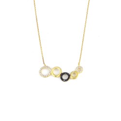 925K Sterling Silver 5 Circle Necklace, Yellow Gold Plated - 2