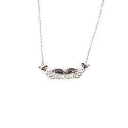 925K Sterling Silver Angel Wing Budgerigar Necklace - Nusrettaki (1)