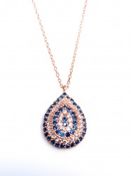 925K Sterling Silver Evil Eye Drop Necklace, Rose Gold Plated - 3