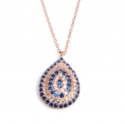 925K Sterling Silver Evil Eye Drop Necklace, Rose Gold Plated - 4