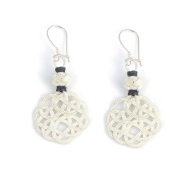 Pure 999 Silver Love Knot Kazaz Earrings, White - Nusrettaki