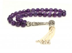 Silver Sphere Cutting Prayer Beads with Amethyst - Nusrettaki (1)