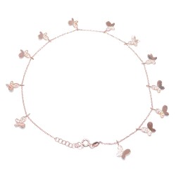 Butterfly Silver Anklet Rose- White Zircon -925 - 2