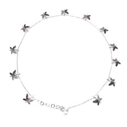 Butterfly Silver Anklet White - Black Zircon -925 - 1