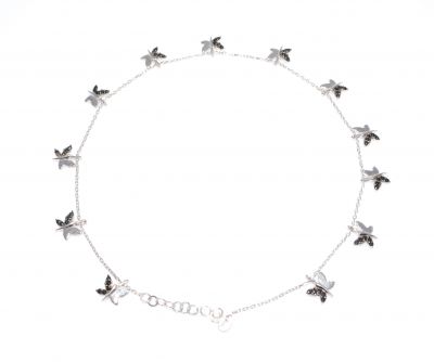 Butterfly Silver Anklet White - Black Zircon -925 - 3