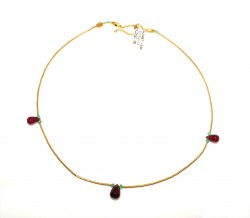 Emerald & Ruby Gemstoned 24K Gold Drop Strand Necklace - 3