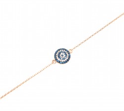 Evil Eye Silver Bracelet with Colored Zircons, Rose Gold Plated - Nusrettaki (1)