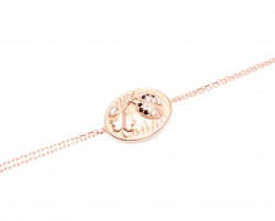 Ladybug and Leaf on Eliptic Plate Sterling Silver Bracelet, Rose Gold Vermeil - 4