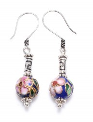 Enameled 925 Silver Filigree Dangle Earrings - Nusrettaki (1)