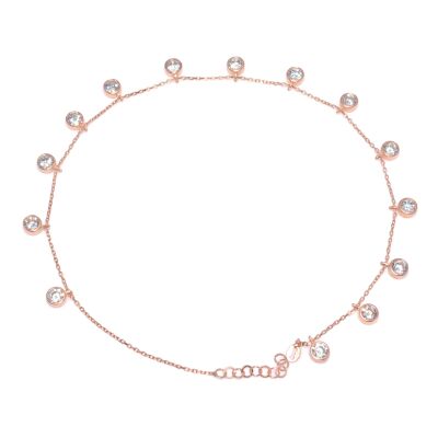 Silver Anklet 12 Stone Rose - White Zircon - 925 - 1