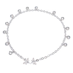 Silver Anklet 12 Stone White - White Zircon - 925 