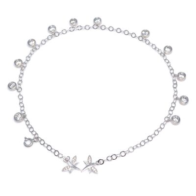 Silver Anklet 12 Stone White - White Zircon - 925 - 1