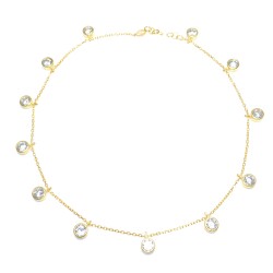 Silver Anklet 12 Stone Yellow - White Zircon - 925 - 2