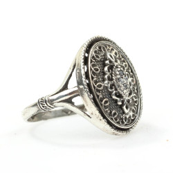 Silver Antique Ring with CZ Black - 3